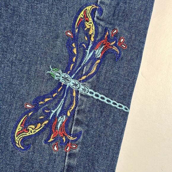 R.V.T. Jean Co Size 9/10 Womens Juniors Jeans Blue Straight Leg Embroidered Y2K - Picture 14 of 16